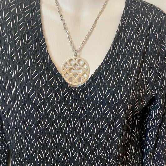 Vintage, Authentic Coach 18-inch Silver Plated Charm Pendant Necklace