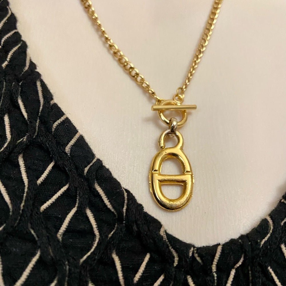 Christian Dior Gold Tone Charm with 18in Gold  Plated Chain Necklace