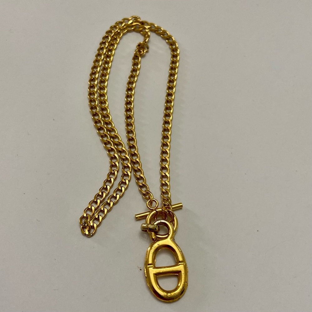 Christian Dior Gold Tone Charm with 18in Gold  Plated Chain Necklace