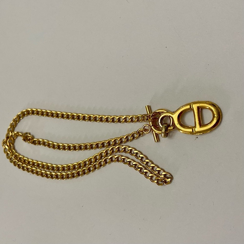 Christian Dior Gold Tone Charm with 18in Gold  Plated Chain Necklace