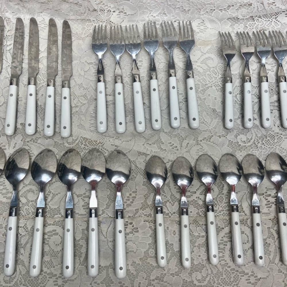 Vintage, Stainless China, 30-pc Blue Willow Flatware, Svc for 6