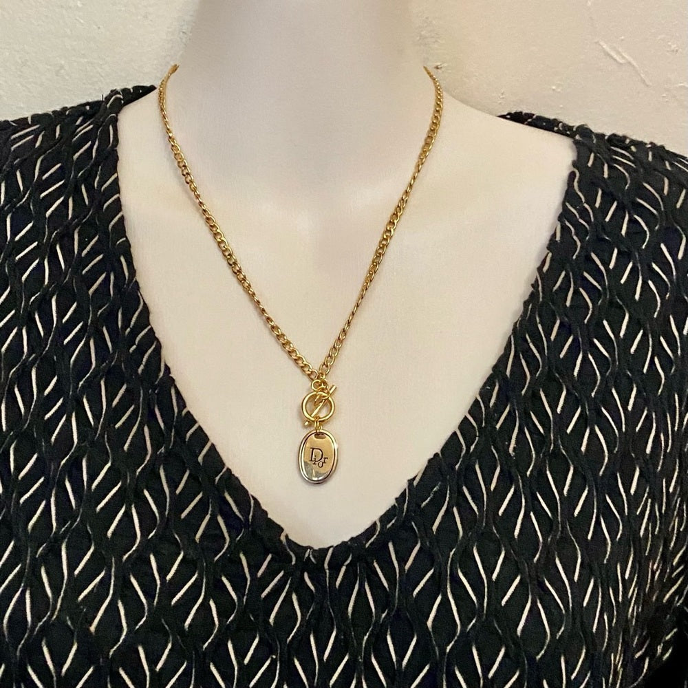 Christian Dior Gold Tone Charm with 18in Gold  Plated Chain Necklace