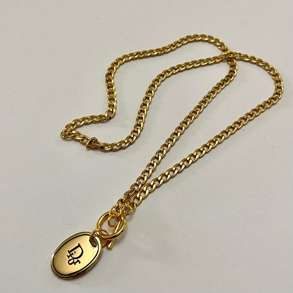 Christian Dior Gold Tone Charm with 18in Gold  Plated Chain Necklace