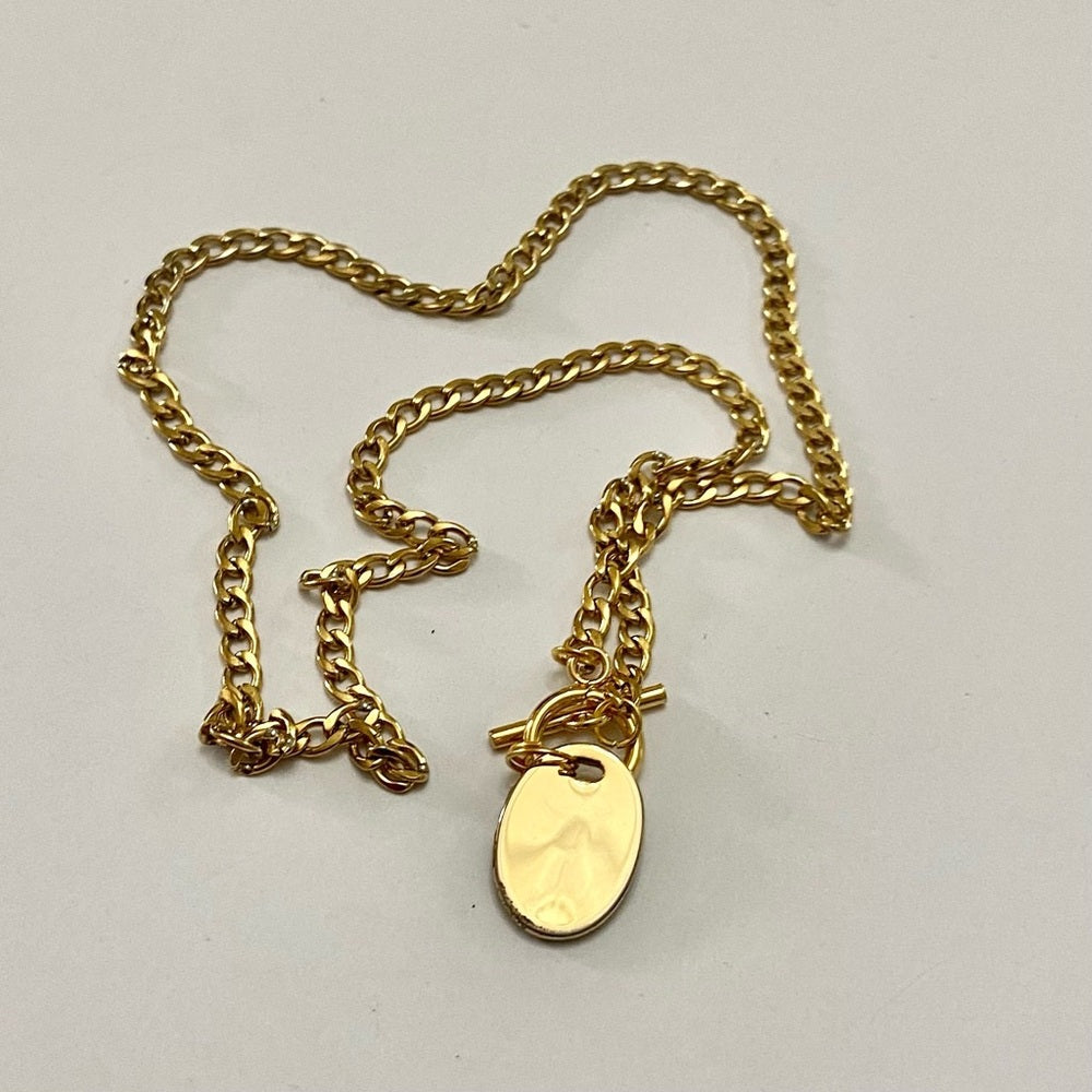 Christian Dior Gold Tone Charm with 18in Gold  Plated Chain Necklace
