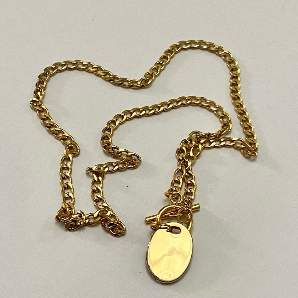Christian Dior Gold Tone Charm with 18in Gold  Plated Chain Necklace