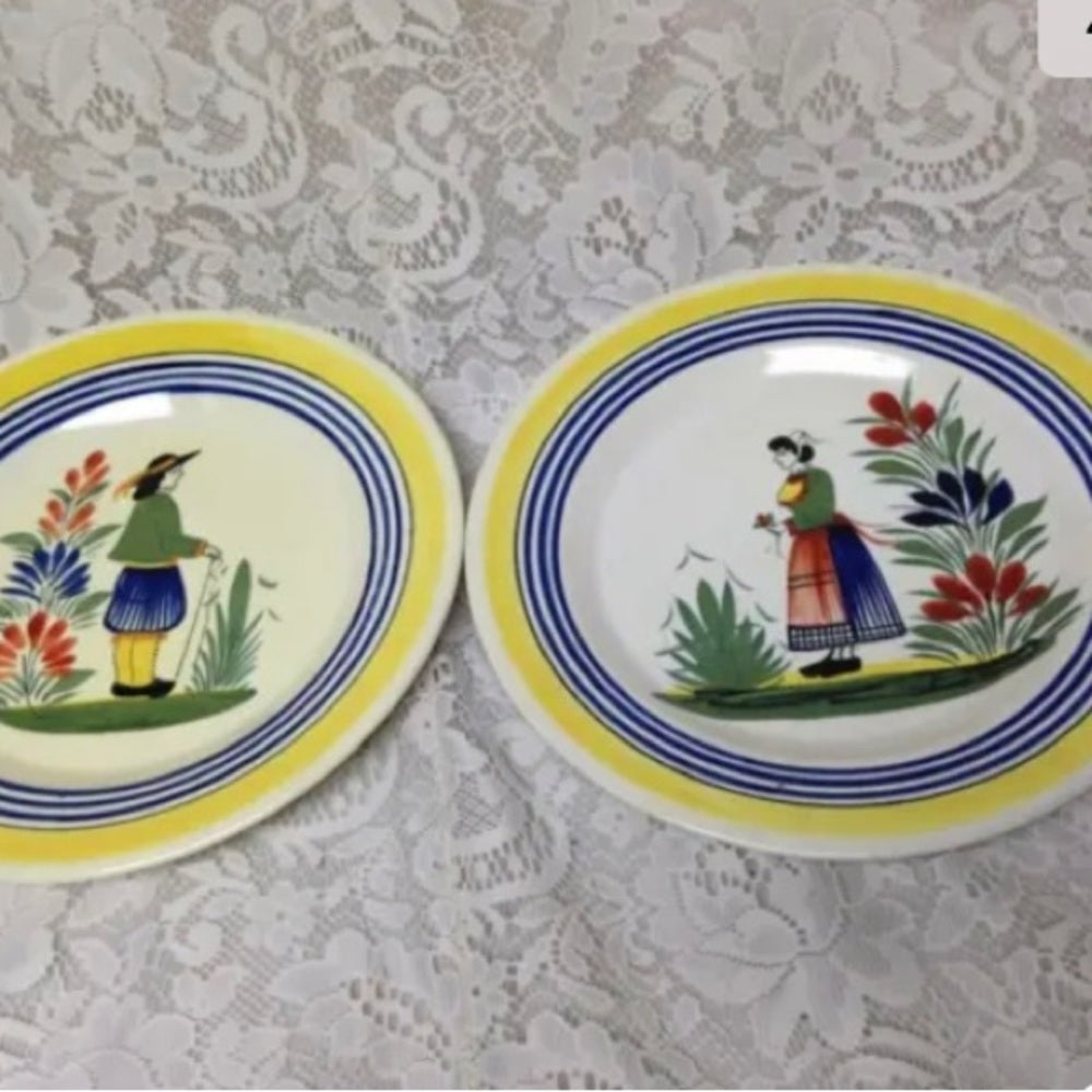 Vintage, 2-pc Henriot Quimper Dinner Plates