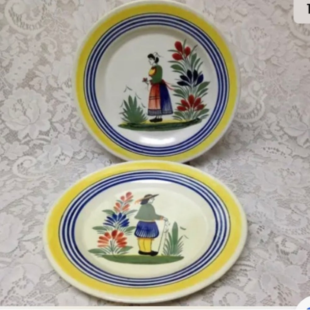 Vintage, 2-pc Henriot Quimper Dinner Plates