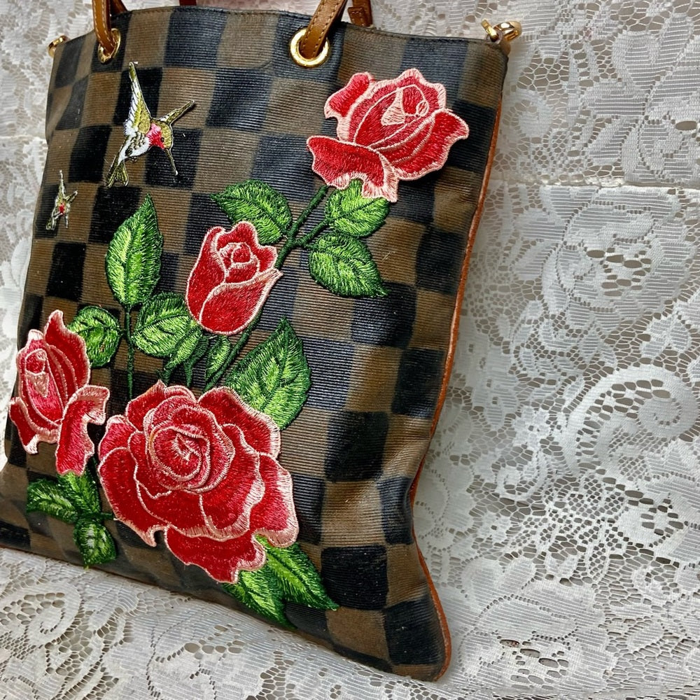 Authentic Fendi, Checkered Handbag Tote 13in x 13in