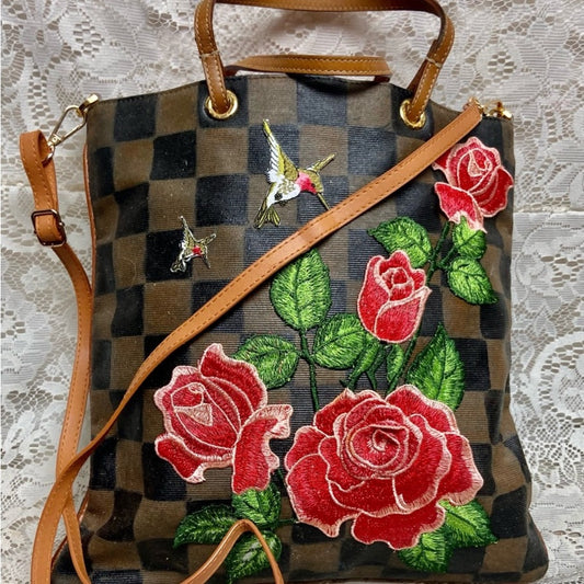 Authentic Fendi, Checkered Handbag Tote 13in x 13in