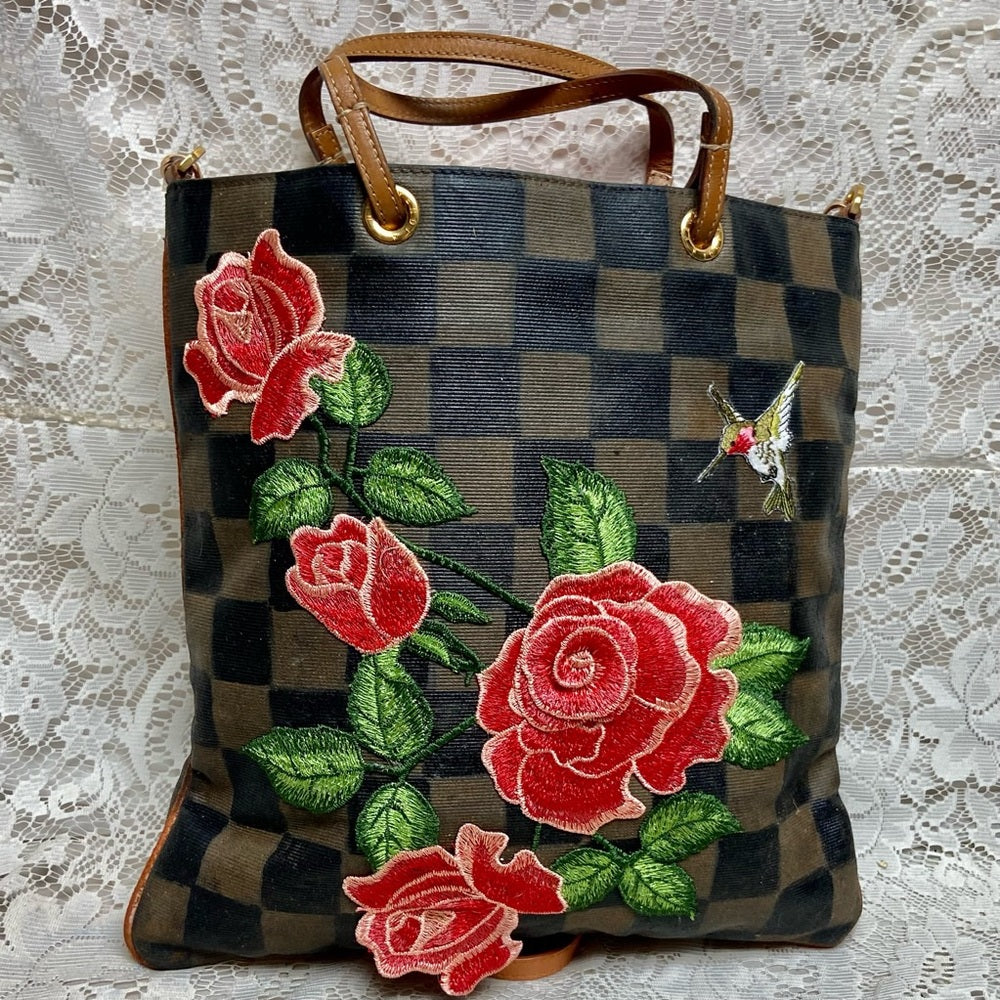 Authentic Fendi, Checkered Handbag Tote 13in x 13in