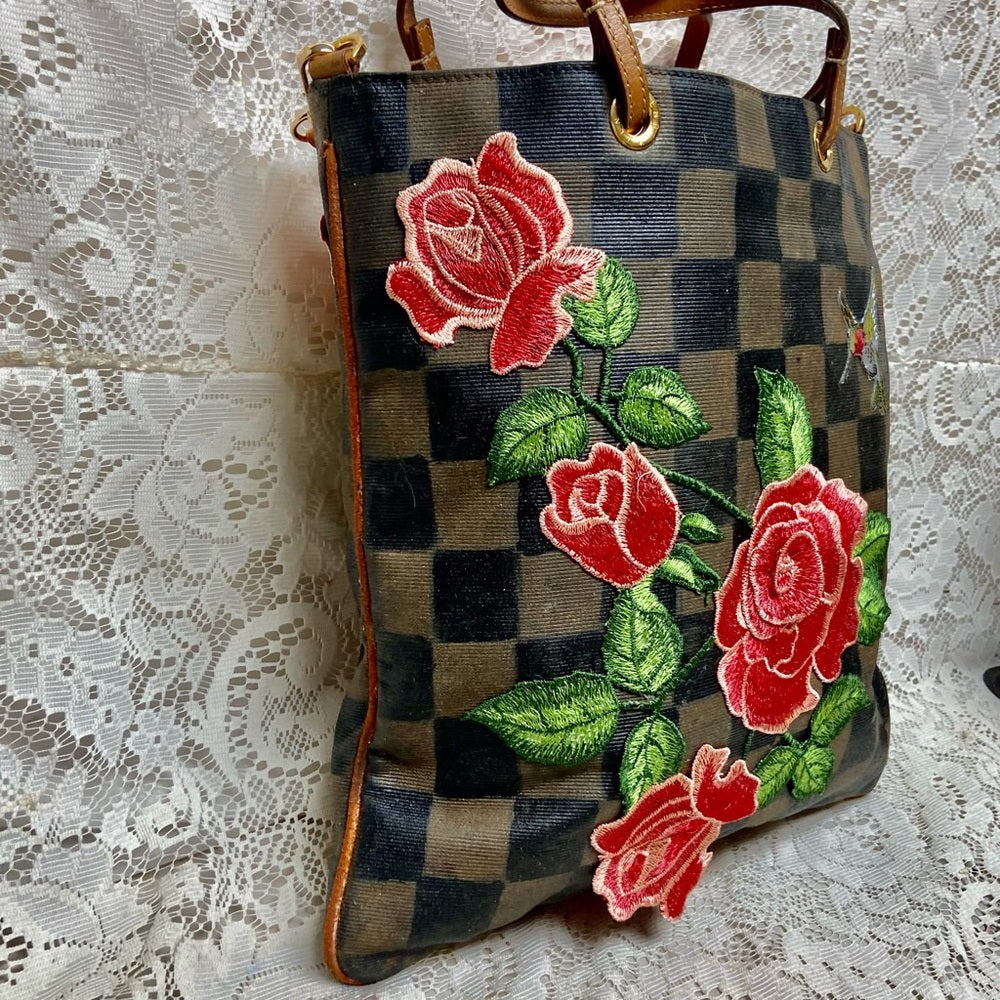 Authentic Fendi, Checkered Handbag Tote 13in x 13in