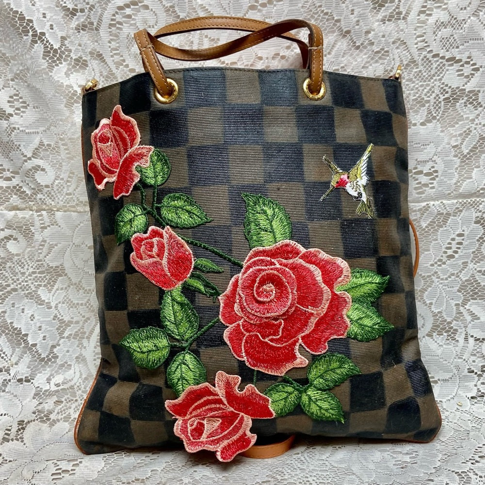 Authentic Fendi, Checkered Handbag Tote 13in x 13in