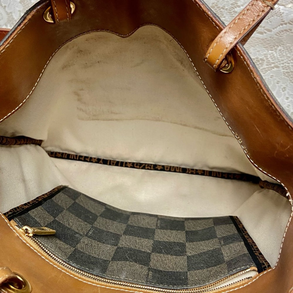Authentic Fendi, Checkered Handbag Tote 13in x 13in