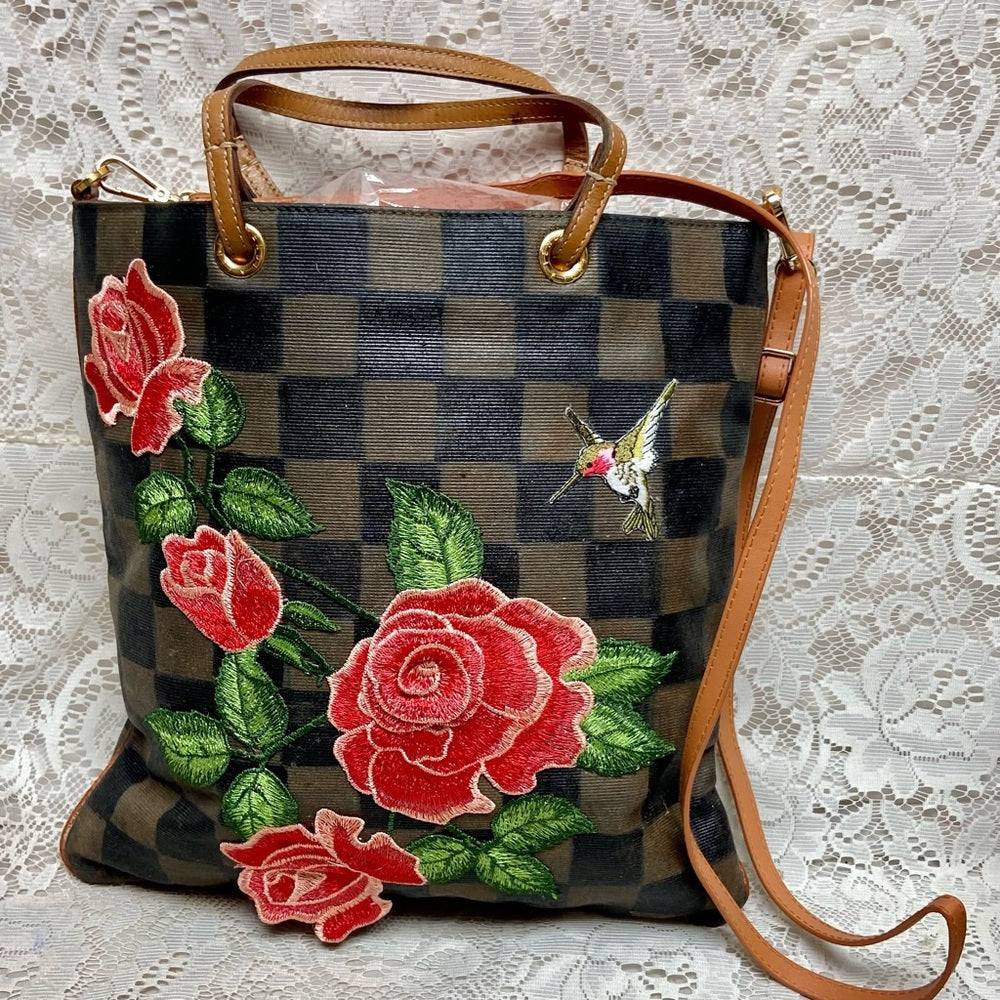 Authentic Fendi, Checkered Handbag Tote 13in x 13in