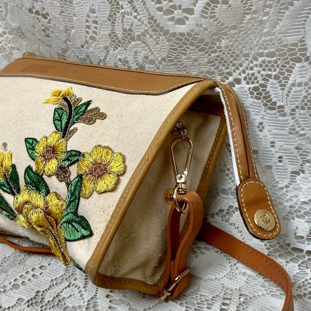 Vintage, Fendi, Rare, Beige Canvas Pouch-Crossbody