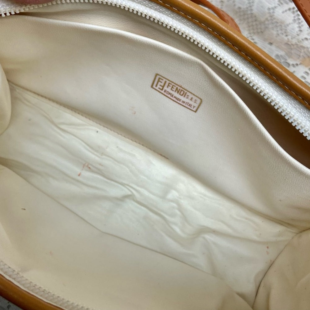 Vintage, Fendi, Rare, Beige Canvas Pouch-Crossbody