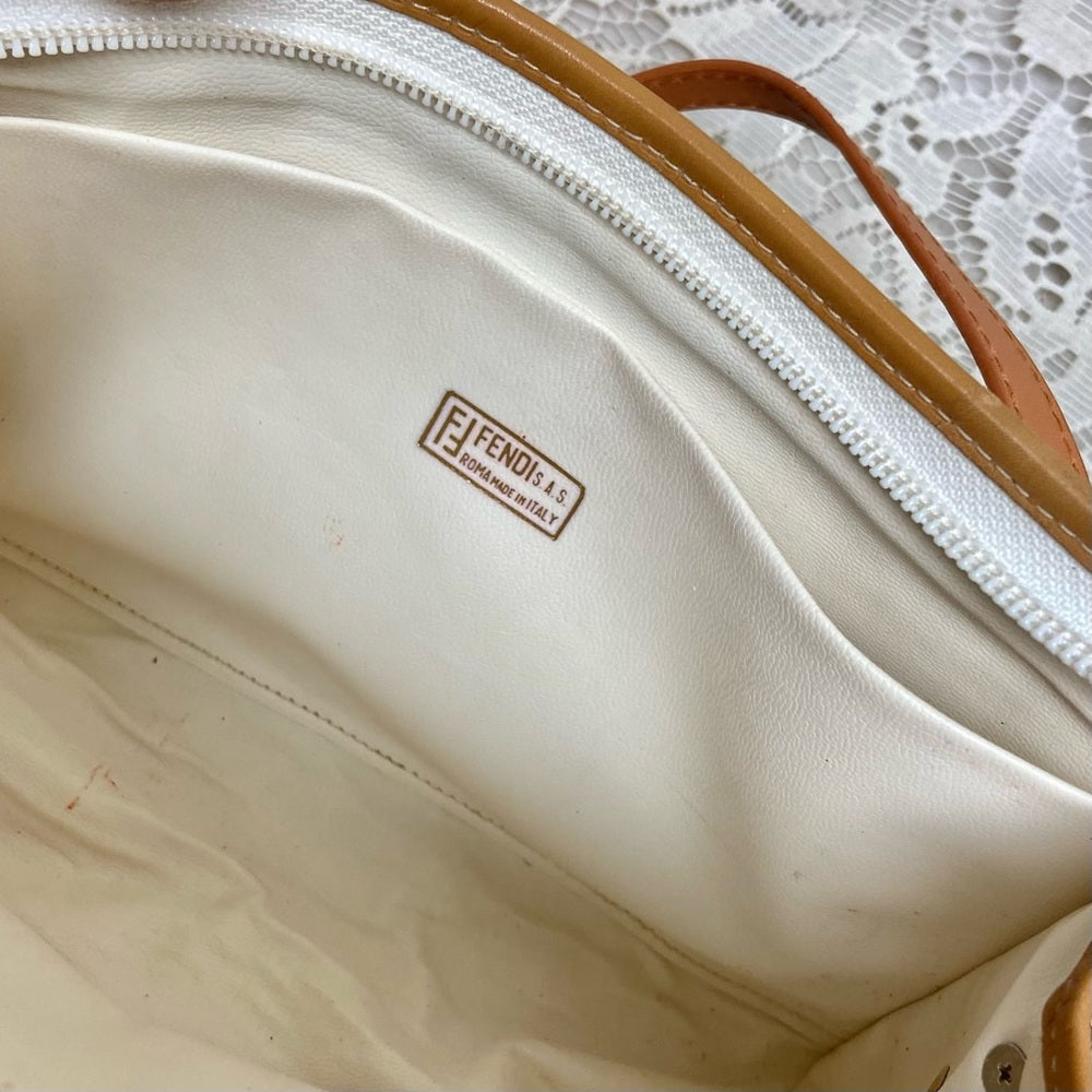 Vintage, Fendi, Rare, Beige Canvas Pouch-Crossbody