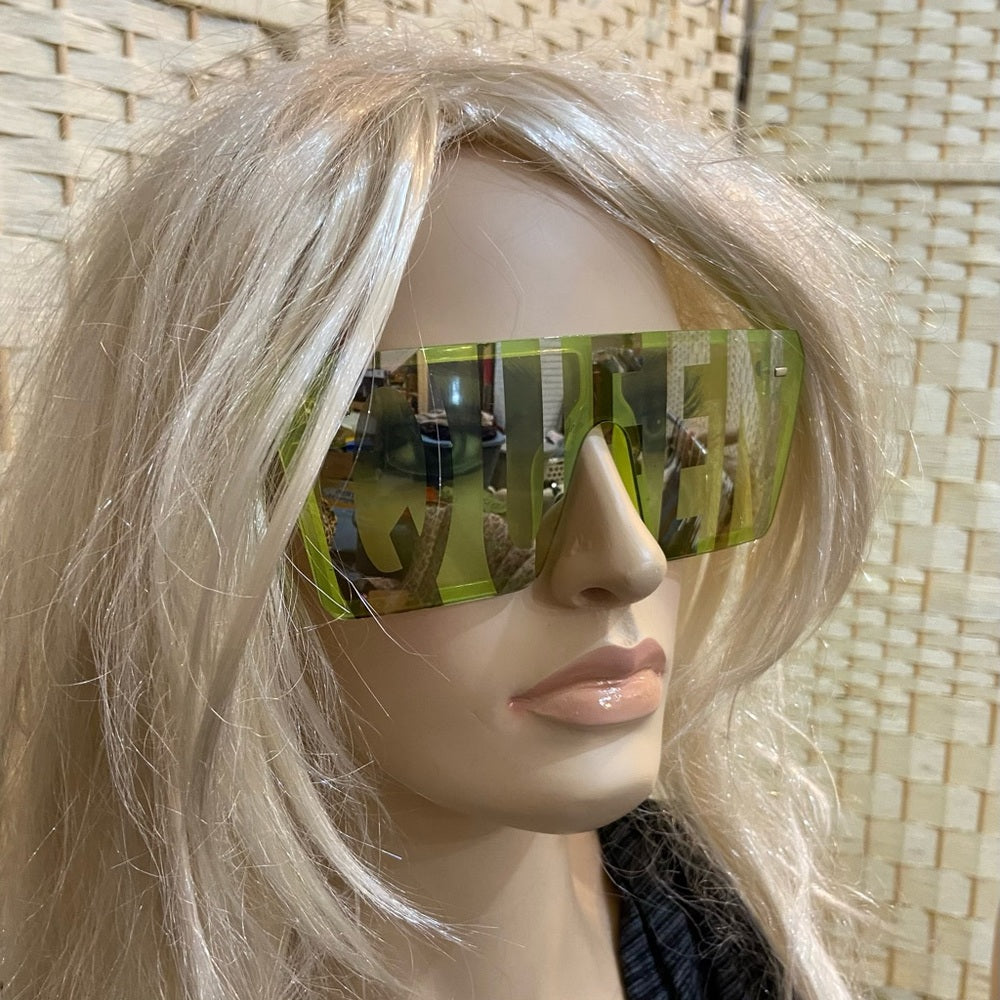 Lot of 2 Vintage Sunglasses- Queen Green Squarish and Pinkish with Rhinestones