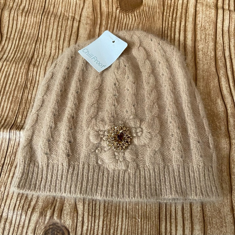 Chill Proof Angora- Beige Beanie Hat
