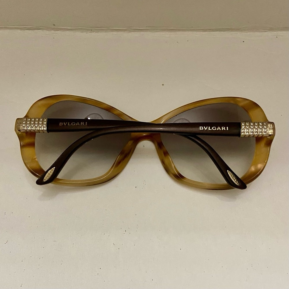 Bulgari Beige Tortoise Sunglasses -Italy 57-17 135 2N