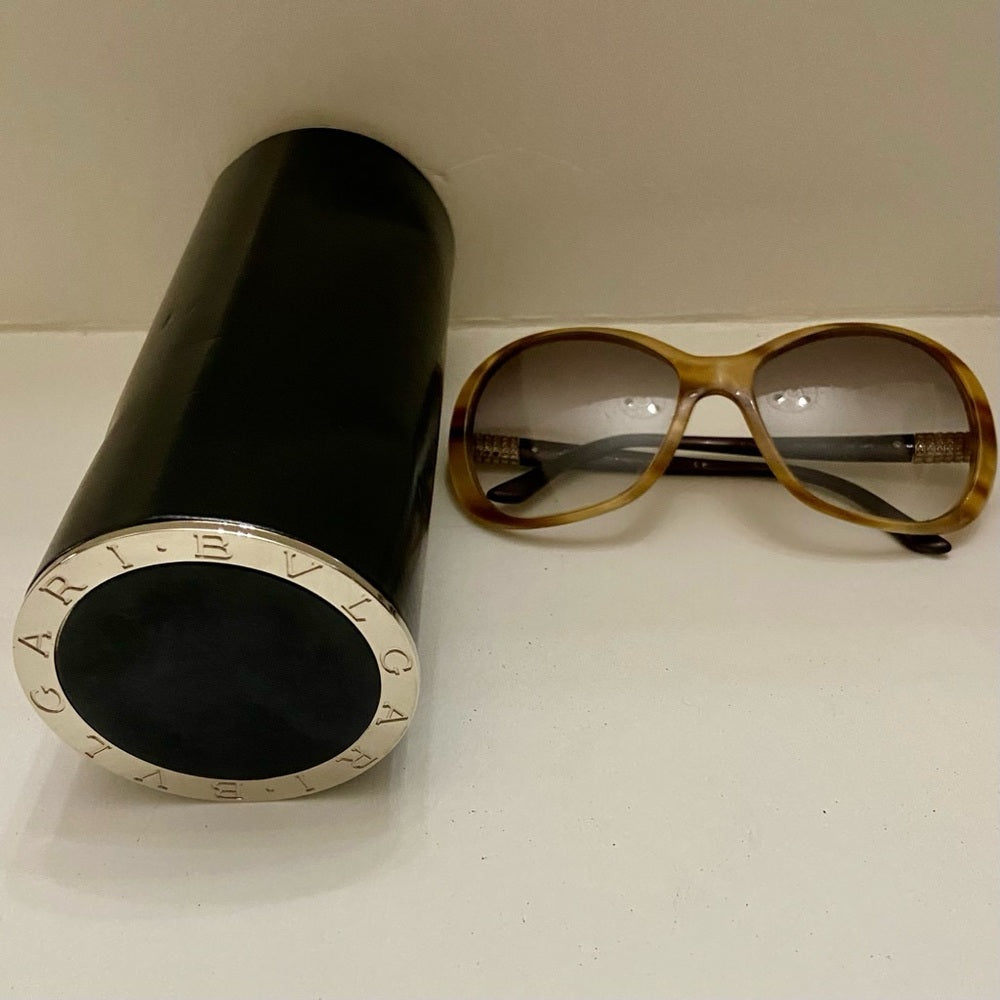 Bulgari Beige Tortoise Sunglasses -Italy 57-17 135 2N