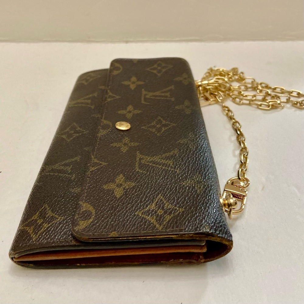 Louis Vuitton Brown Mono Coated Canvas Long Wallet-Crossbody (884AN)