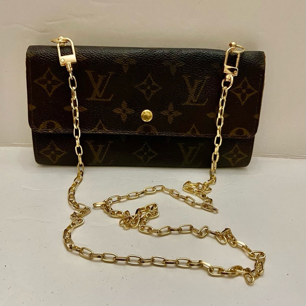 Louis Vuitton Brown Mono Coated Canvas Long Wallet-Crossbody (884AN)