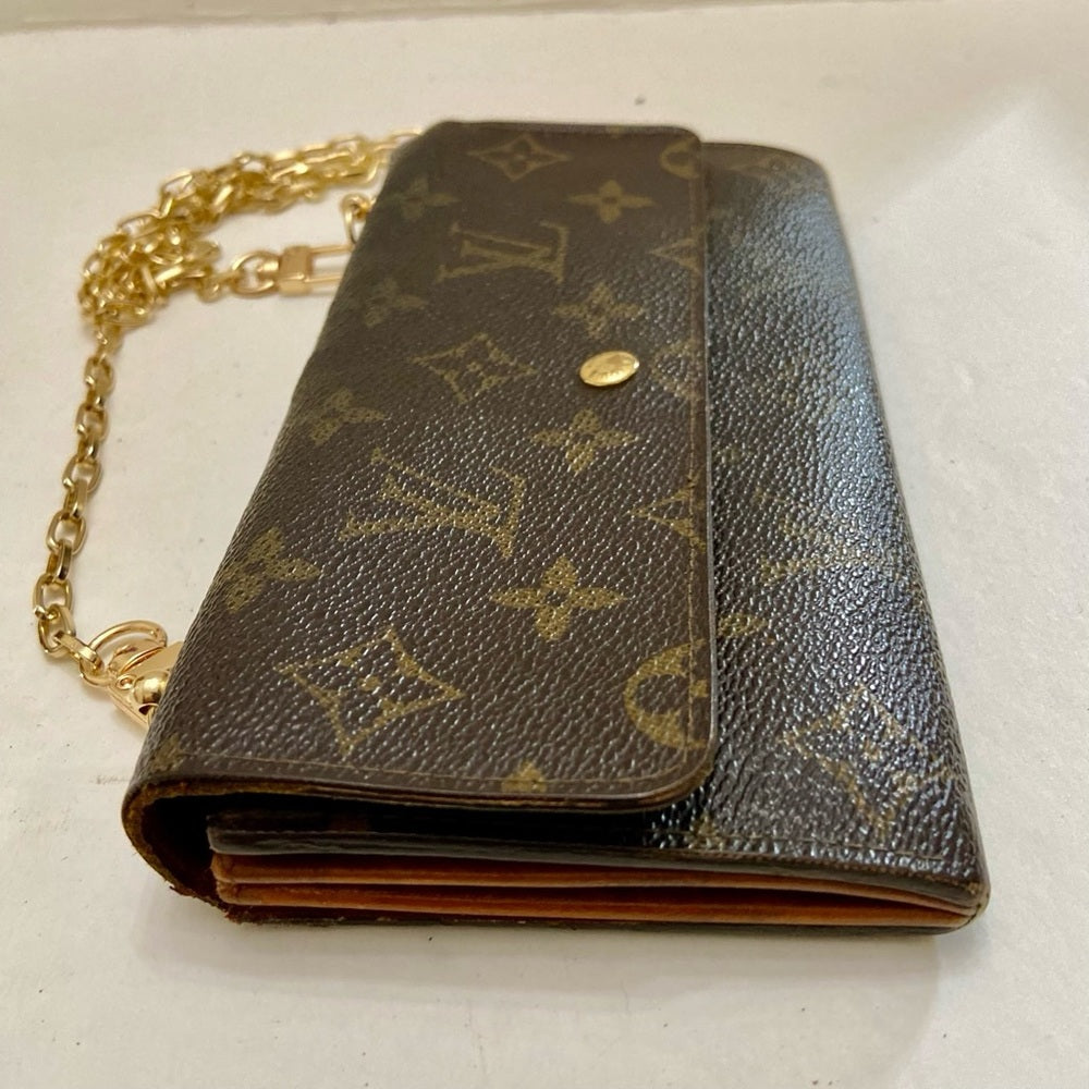 Louis Vuitton Brown Mono Coated Canvas Long Wallet-Crossbody (884AN)