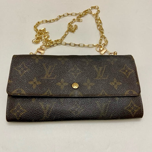 Louis Vuitton Brown Mono Coated Canvas Long Wallet-Crossbody (884AN)