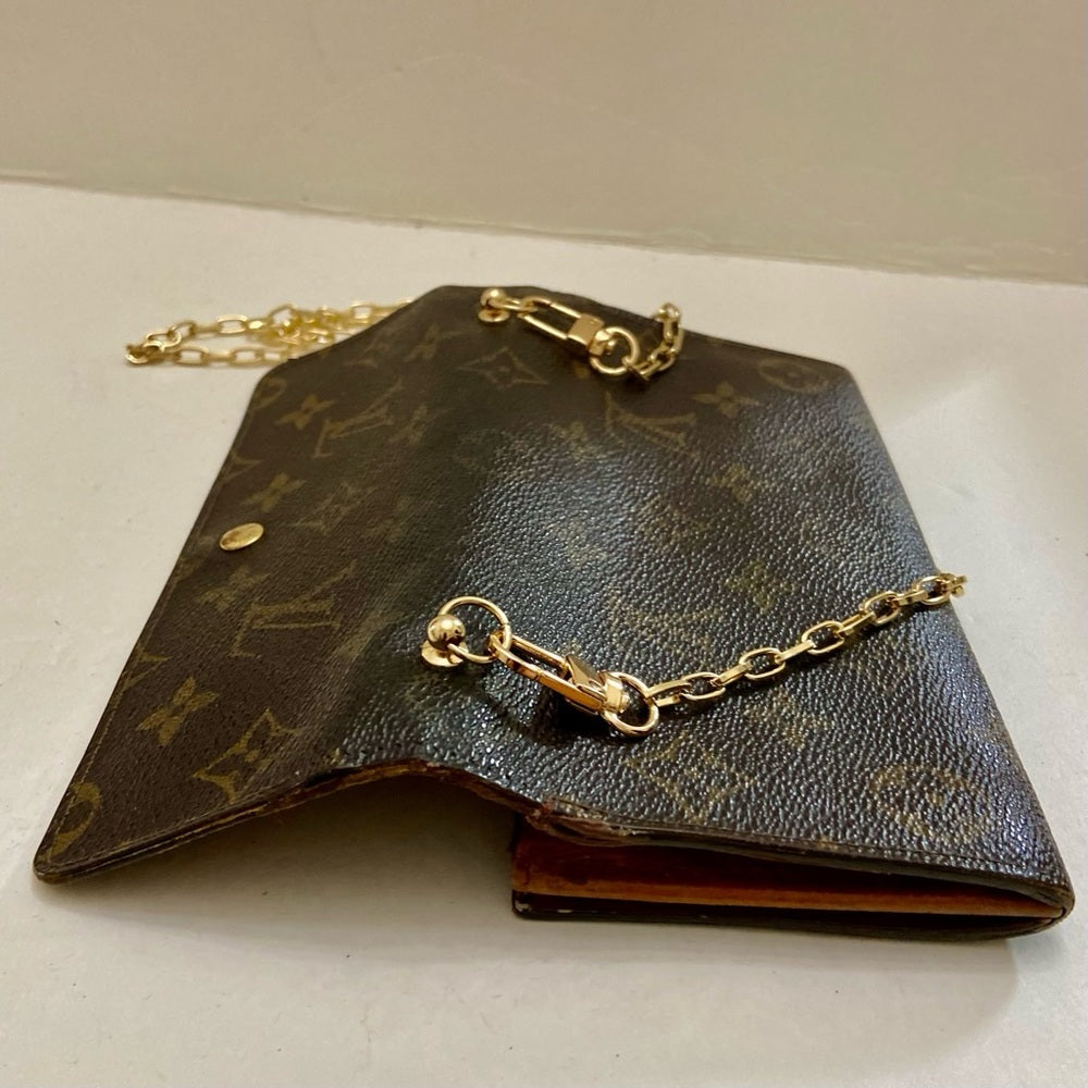 Louis Vuitton Brown Mono Coated Canvas Long Wallet-Crossbody (884AN)