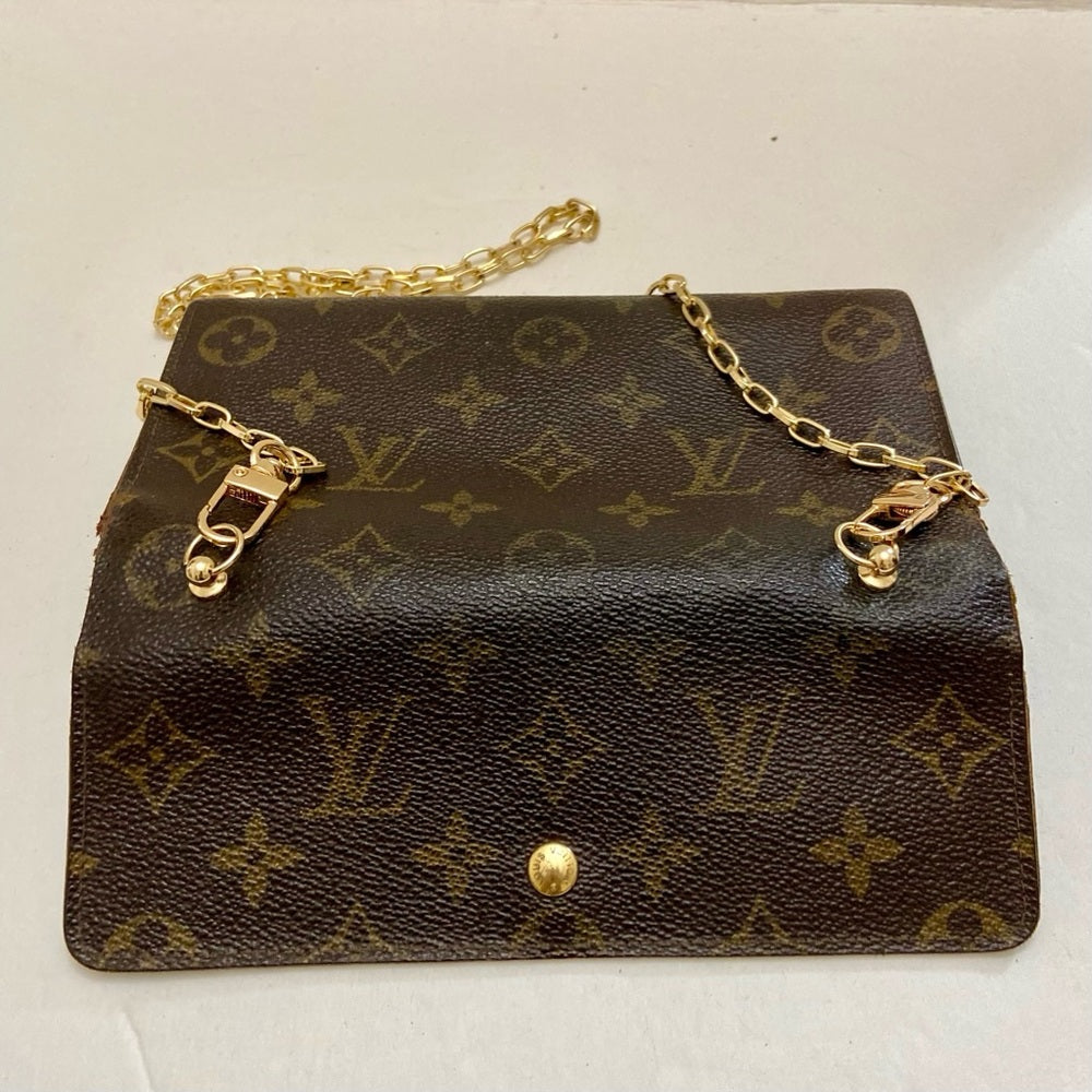 Louis Vuitton Brown Mono Coated Canvas Long Wallet-Crossbody (884AN)