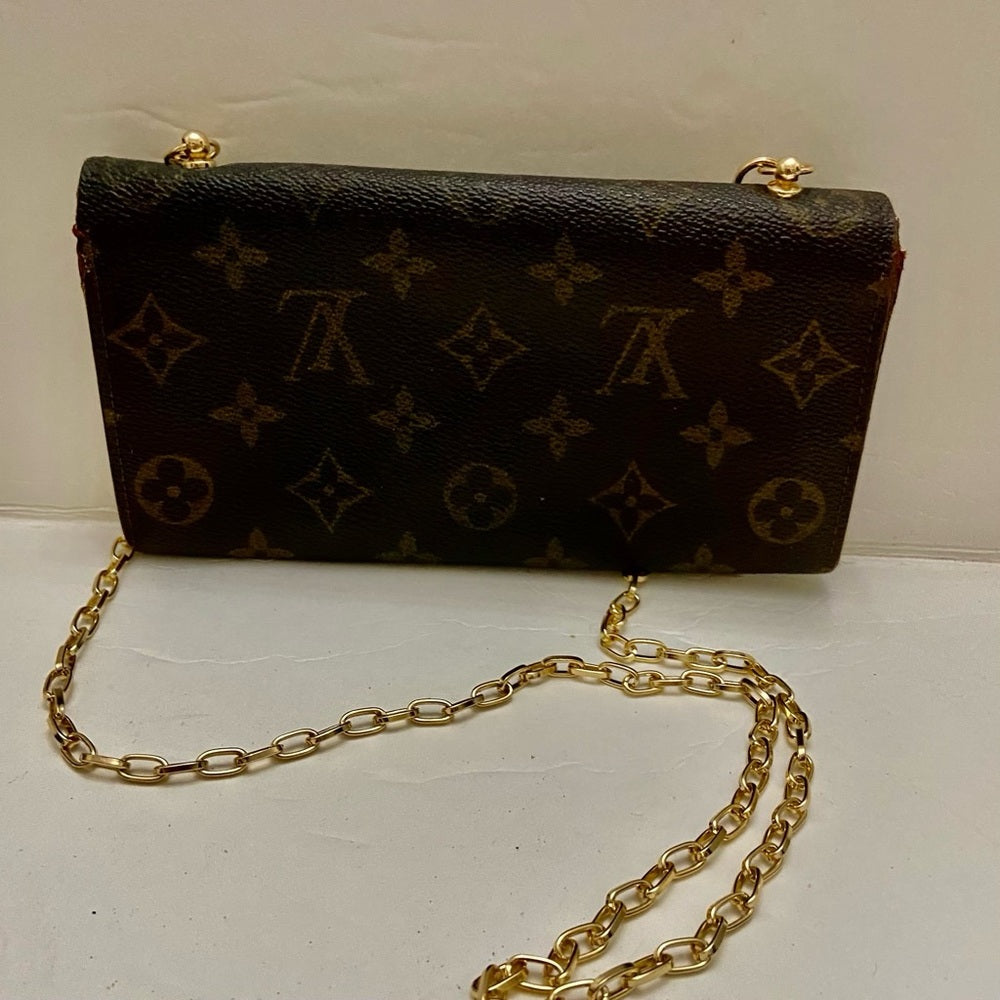 Louis Vuitton Brown Mono Coated Canvas Long Wallet-Crossbody (884AN)