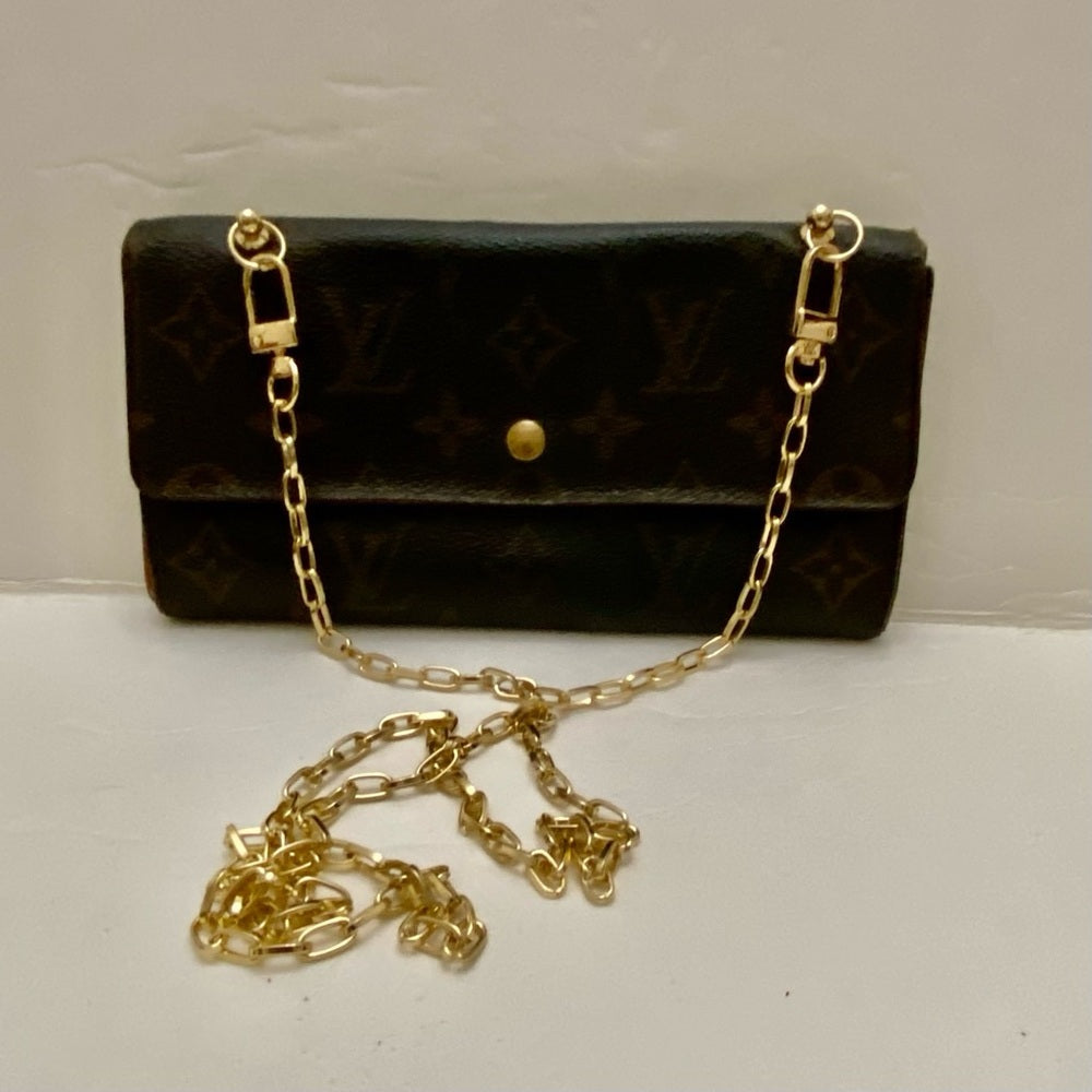 Louis Vuitton Brown Mono Coated Canvas Long Wallet-Crossbody (9001AN)