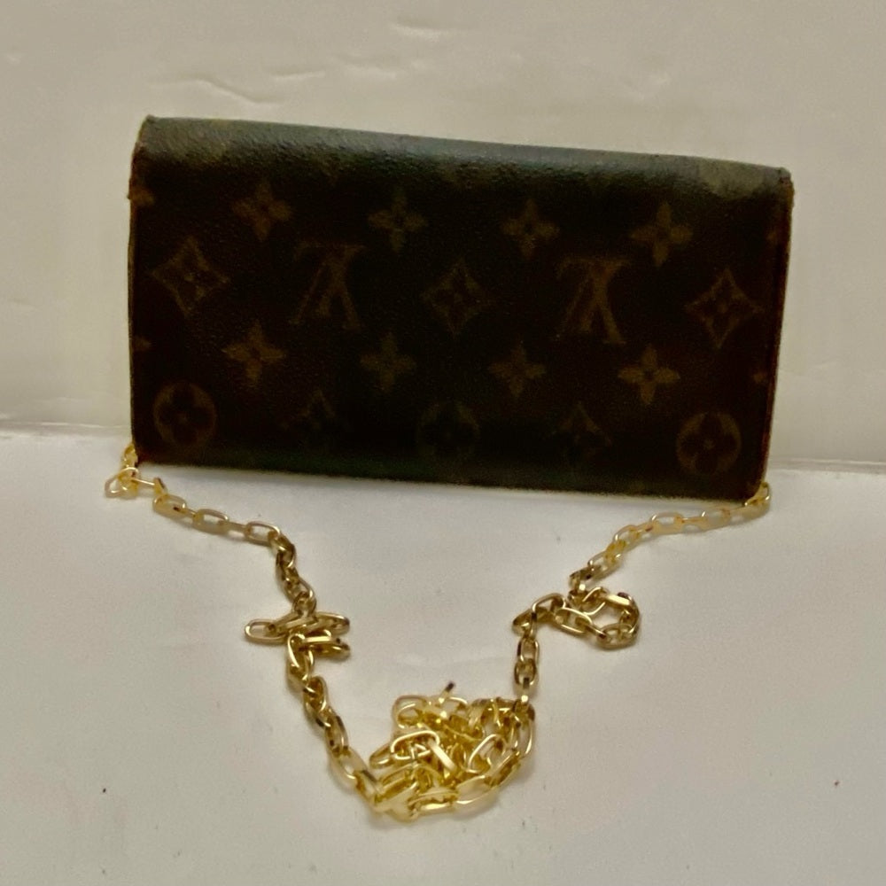 Louis Vuitton Brown Mono Coated Canvas Long Wallet-Crossbody (9001AN)