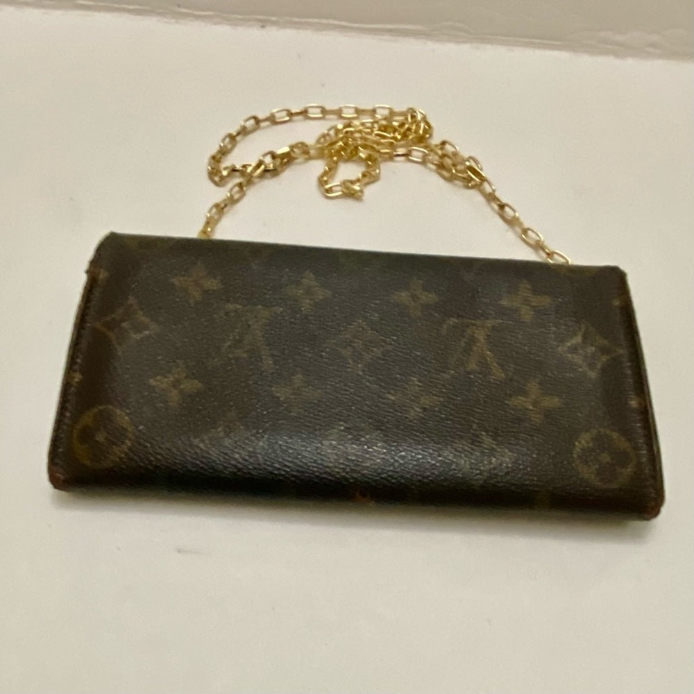 Louis Vuitton Brown Mono Coated Canvas Long Wallet-Crossbody (9001AN)