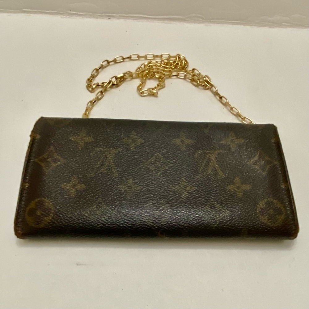 Louis Vuitton Brown Mono Coated Canvas Long Wallet-Crossbody (9001AN)