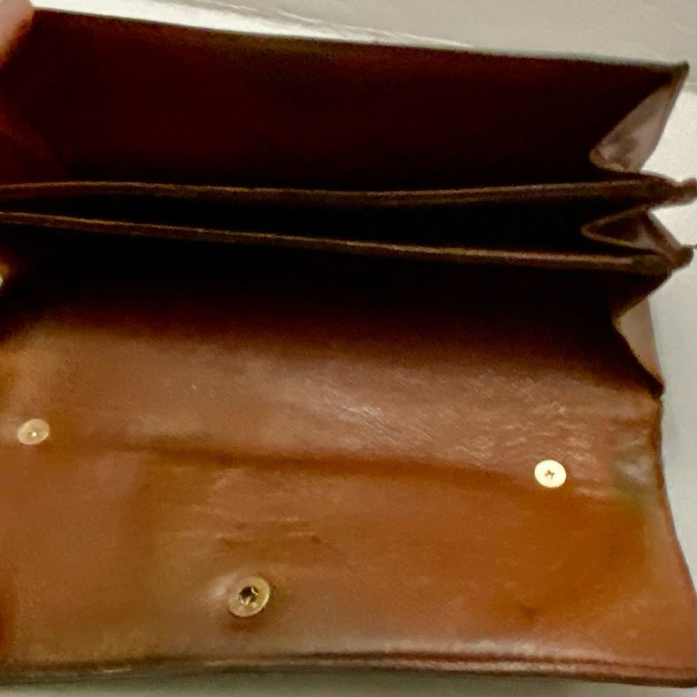 Louis Vuitton Brown Mono Coated Canvas Long Wallet-Crossbody (9001AN)