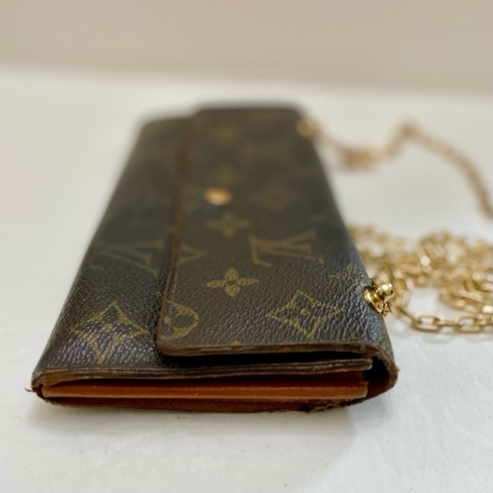 Louis Vuitton Brown Mono Coated Canvas Long Wallet-Crossbody (9001AN)