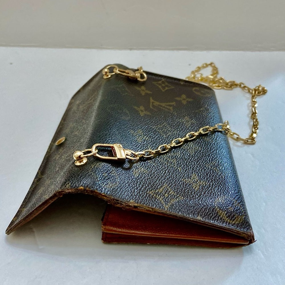 Louis Vuitton Brown Mono Coated Canvas Long Wallet-Crossbody (9001AN)