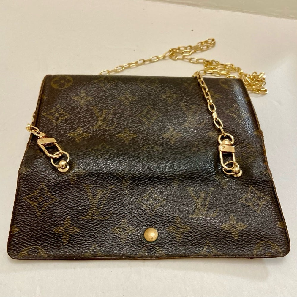 Louis Vuitton Brown Mono Coated Canvas Long Wallet-Crossbody (9001AN)