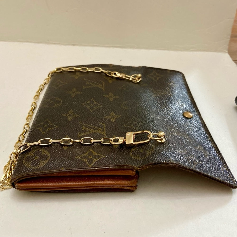 Louis Vuitton Brown Mono Coated Canvas Long Wallet-Crossbody (9001AN)