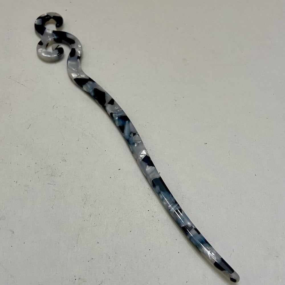 Vintage, Black and White Lucite Hair Pin Accessory 7in x 1in