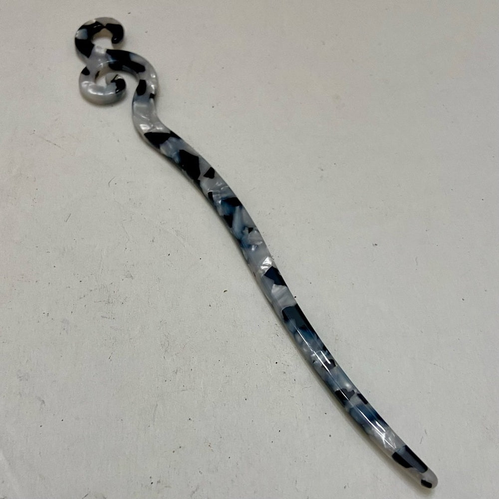 Vintage, Black and White Lucite Hair Pin Accessory 7in x 1in
