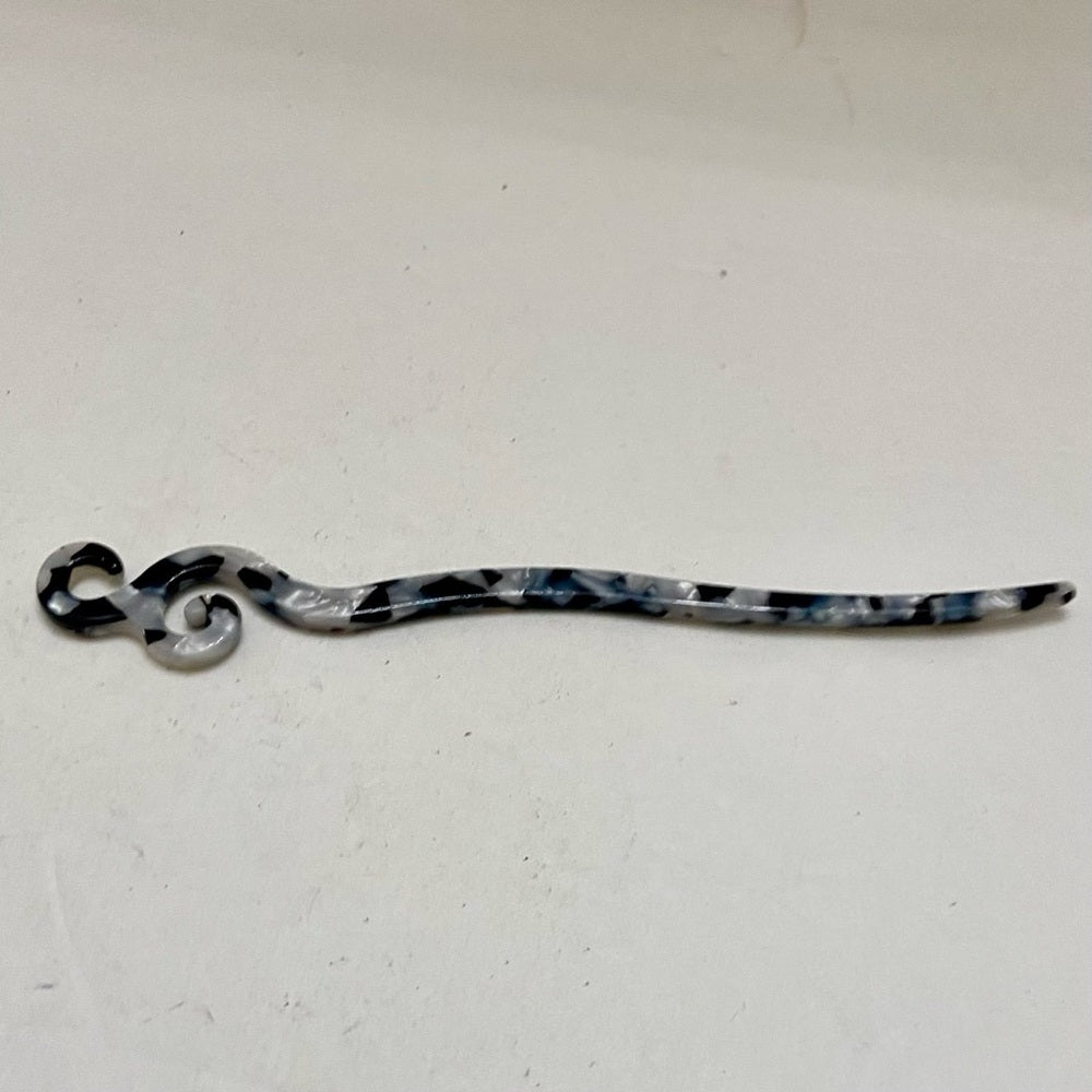 Vintage, Black and White Lucite Hair Pin Accessory 7in x 1in