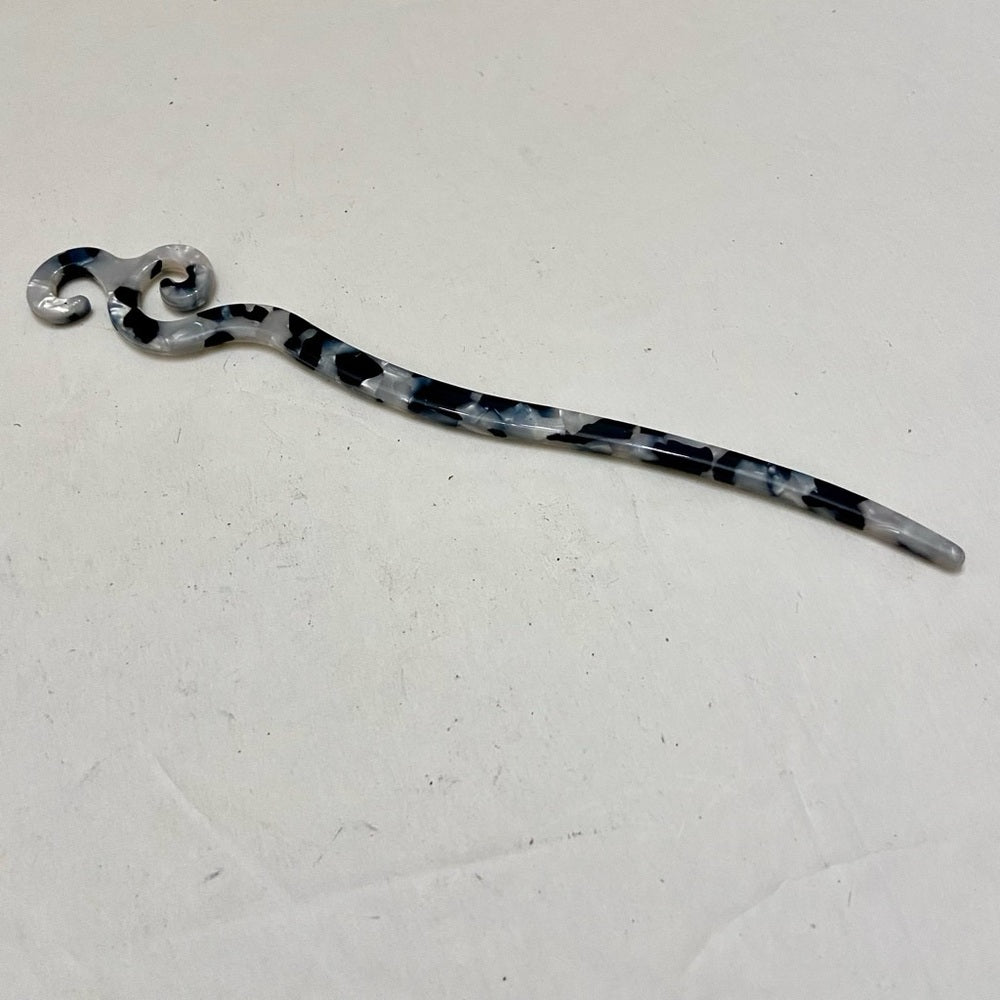 Vintage, Black and White Lucite Hair Pin Accessory 7in x 1in
