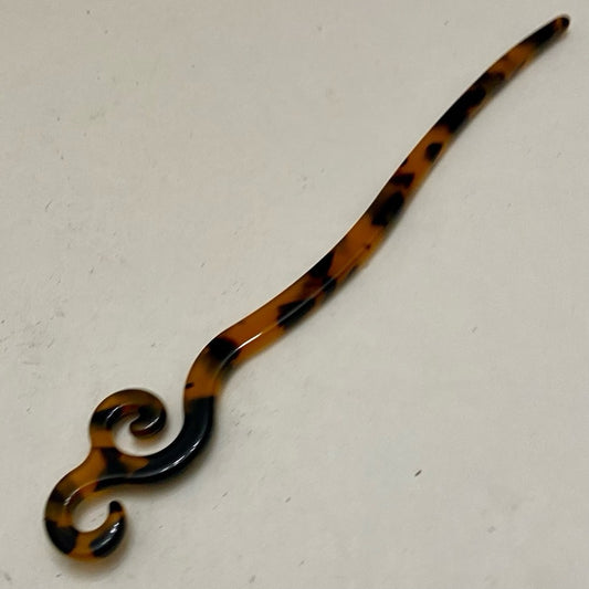 Vintage, Brown-Black Tortoise Lucite Hair Pin Accessory 7in x 1in