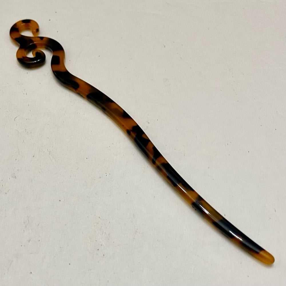 Vintage, Brown-Black Tortoise Lucite Hair Pin Accessory 7in x 1in
