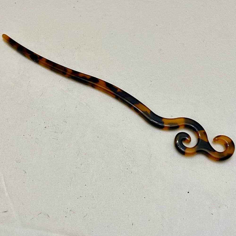 Vintage, Brown-Black Tortoise Lucite Hair Pin Accessory 7in x 1in
