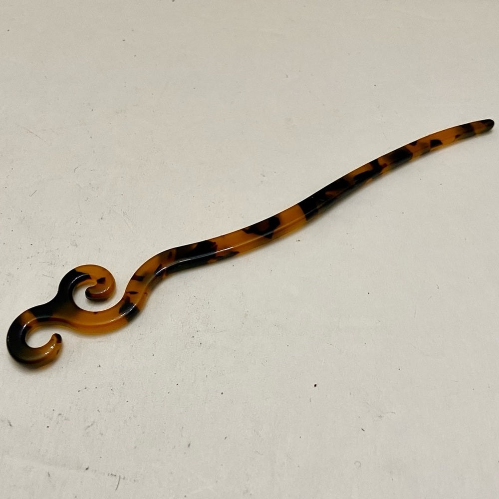 Vintage, Brown-Black Tortoise Lucite Hair Pin Accessory 7in x 1in