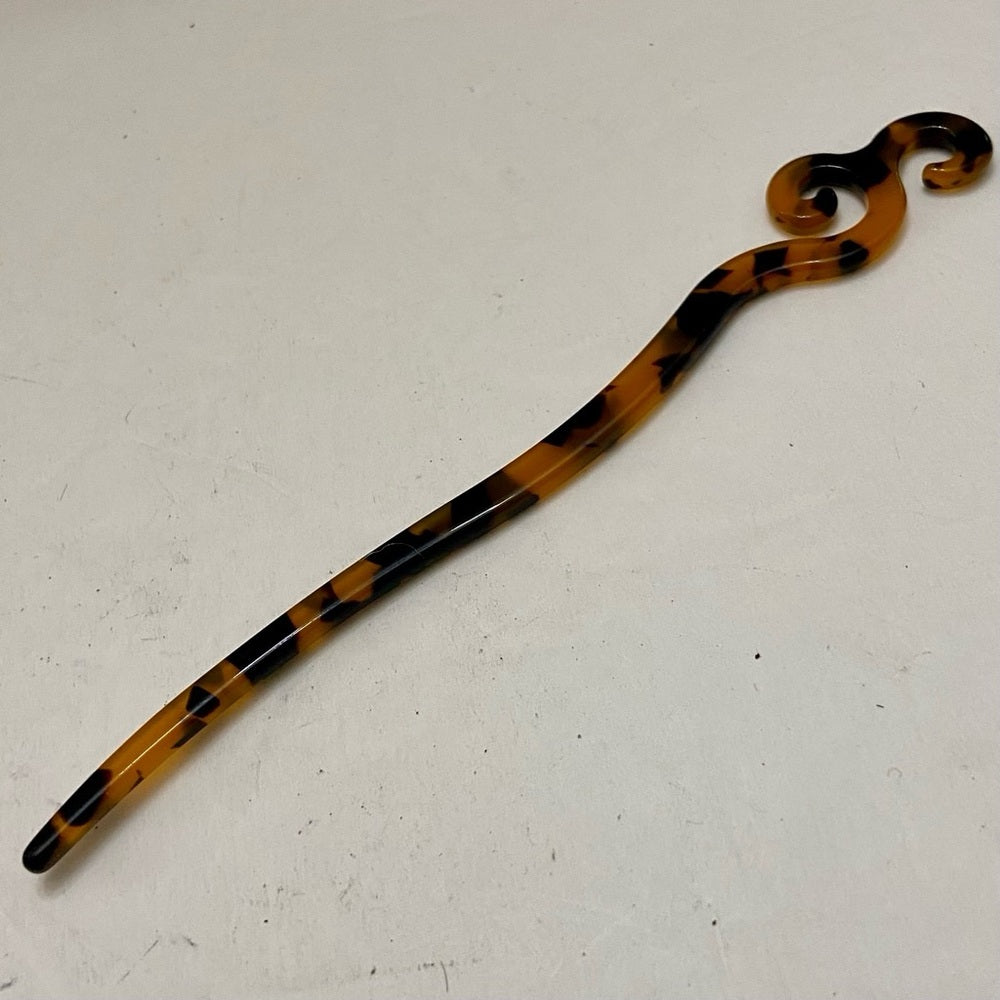Vintage, Brown-Black Tortoise Lucite Hair Pin Accessory 7in x 1in